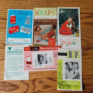 6 Vintage Analog Camera advertising inserts, Retro Ads for cameras & photography